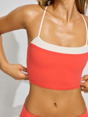 NWT Garage Active Multi Strap Cami Top Coral/White